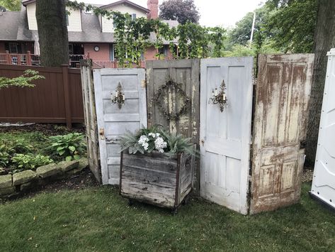 Altar Backdrop, Almond Orchard, Wedding Furniture Rental, French Double Doors, Door Backdrops, Industrial Garden, Wedding Doors, Old Wooden Doors, Orchard Wedding