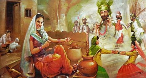 Punjab Festivals, Baisakhi Festival, Punjab Culture, Happy Baisakhi, Rajasthani Painting, संगीत डाउनलोड, Punjabi Culture, Oil Painting Nature, Most Famous Paintings