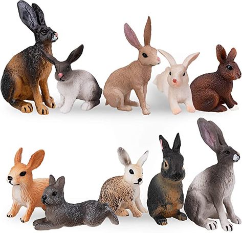 Amazon.com: TOYMANY 10PCS Easter Bunny Rabbit Figures Hare Figurines - Farm Animals Toy Christmas Cake Topper Party Favor for Kids Toddlers : Toys & Games Animal Figurine Toys, Farm Animal Toys, Bunny Hutch, Christmas Cake Topper, Bunny And Bear, Rabbit Figurine, Bunny Gifts, Easter Bunny Rabbit, Rabbit Toys