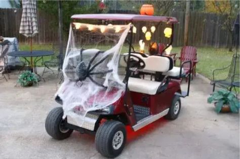 Golf Cart Decorations, Halloween Camping, Halloween Decoration Ideas, Golf Diy, Golf Trolley, Golf Event, Classic Halloween, Golf Car, Callaway Golf