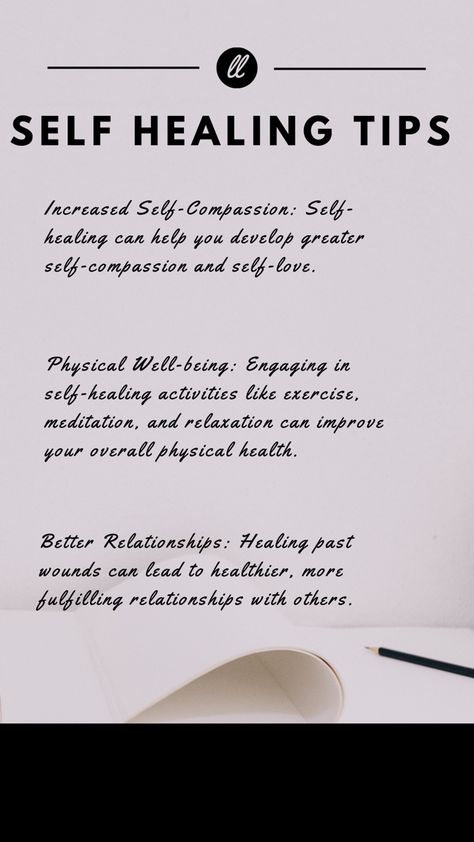 Self-healing tips include practicing self-care, seeking support from friends or professionals, setting boundaries, engaging in activities you love, and nurturing your physical and mental health through exercise, meditation, and relaxation techniques. Self-healing is a personal journey, so explore what works best for you. Self healing, manifest, greatest self, universe, personal growth, mental health, love me, self love Healing Tips, Setting Boundaries, Relaxation Techniques, Physical Wellness, Personal Journey, Self Compassion, Self Healing, Healing Journey, Best Relationship