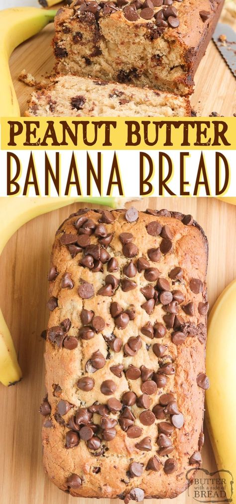 Things To Make With Ripe Bananas, Frosting Flavors, Ripe Banana Recipe, Chocolate Banana Bread Recipe, Butter Banana Bread, Banana Recipe, Peanut Butter Banana Bread, Peanut Butter Bread, Healthier Sweets