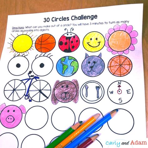 30 Circles Challenge 30 Circle Challenge, Circles Drawing, Divergent Thinking, Stem Lesson, Circle Game, Stem Teacher, Circle Drawing, Dot Day, Funny Iphone Wallpaper