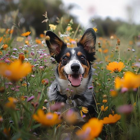 Rumor has it, there’s a new flower in the field. And tomorrow is the last day of our Wildflower field series. What other adventures should these dogs get into? . . . #GoodDog #GoodDogAI #WildflowerDog #HappyDogs #dogsofinstagram #dogportaits #doglovers #midjourney #aiphotography #promptphotography Doggie Wallpaper, Dog In Flowers, Dogs With Flowers, Pet Photography Poses, Wildflower Field, Rumor Has It, New Flower, Wildflower Garden, Pet Photography