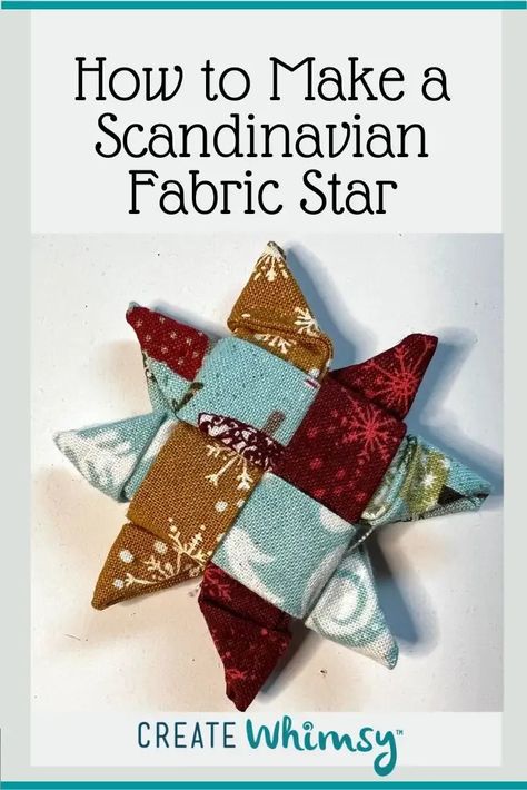 Learn how to make Scandinavian fabric stars with our step-by-step tutorial. You use four fabric strips to make these stars and can use one, two, three or four different fabrics! Scandinavian Star Ornament, Scandinavian Star, Scandinavian Christmas Ornaments, Christmas Knitting Projects, Fabric Star, Easy Ornaments, Christmas Fabric Crafts, Scandinavian Fabric, Scrap Fabric Crafts