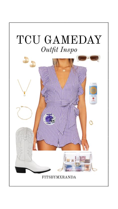 TCU GAMEDAY OUTFIT | LTK IN BIO #outfitinspo #outfit #tcu #gameday #gamedayfit #gamedayoutfit Purple Game Day Outfit, Tcu Gameday Outfit, Tcu Gameday, Lsu Game Day Outfit, Lsu Gameday, Rush Week Outfits, Gameday Fits, Preppy Country, Lsu Game