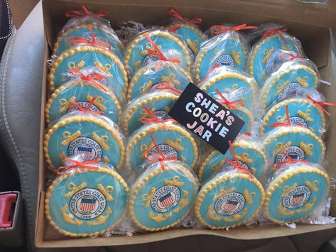 Coast Guard Cake Ideas, Coast Guard Themed Party, Coast Guard Cookies, Coast Guard Party Ideas, Coast Guard Retirement Party Ideas, Coast Guard Retirement Party, Coast Guard Wedding, Retirement Countdown, Military Retirement Parties