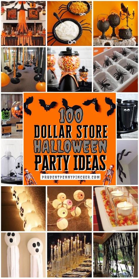 Throw a halloween party on a budget with these dollar store halloween party ideas. From halloween party decor ideas to halloween party food, there’s a hundred creative DIY halloween party ideas for adults and kids. Halloween Party On A Budget, Diy Halloween Party Ideas, Halloween Party Ideas For Adults, Snack Halloween, Halloween Party Decor Ideas, Party Ideas For Adults, Diy Halloween Party, Halloween Party Food, Halloween Decor Diy