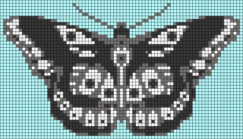 Pixel Grid Art 32x32, Moth Crochet Tapestry, Moth Grid Pattern, Free Alpha Patterns, Witchy Alpha Pattern, Moth Alpha Pattern, Moth Pixel Art, Crochet Alpha Patterns, Grid Pattern Crochet