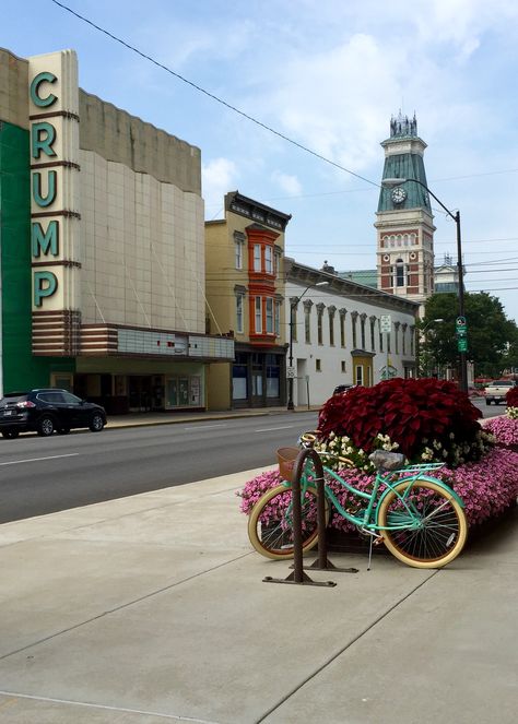 The bike, The Crump, The Courthouse - Third Street, Columbus, Indiana | photo by Yvette Kuhlman Columbus Indiana, Ferry Building San Francisco, Columbus, Indiana, Street Art, Favorite Places, Bike, Architecture, Quick Saves