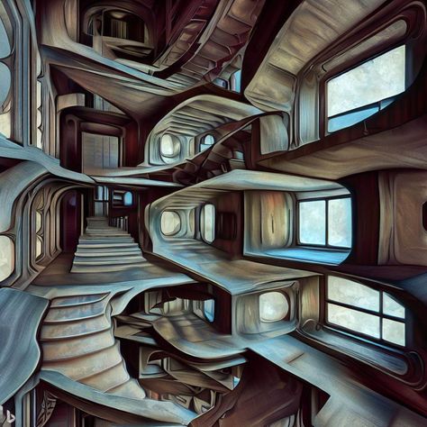 Liminal Staircase, Moon Board, M C Escher, Liminal Space, Liminal Spaces, Lost In Space, Staircases, Office Building, In Space