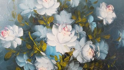 Rose Oil Painting, Vintage Library, Rose Oil, Thrift Stores, Blue Rose, Online Marketplace, Oil Painting, History, Blue