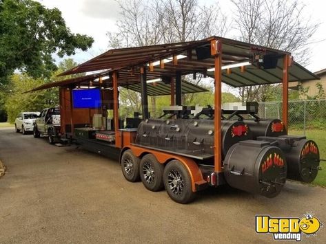 Gooseneck Barbecue Concession Trailer Barbecue Food Trailer Texas for Sale Bbq Trailer Ideas, Trailer Smokers, Bbq Smokers For Sale, Bbq Competition, Bbq Trailer, Backyard Bbq Pit, Custom Smokers, Custom Bbq Smokers, Bbq Smoker Trailer