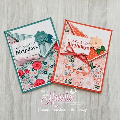 Stamp with Marsha: Corner Fold Card with Flight & Airy Paper Easy Fold Cards To Make, Fun Fold Cards Stampin Up Project Ideas, W Fold Card Tutorial, Fun Fold Cards Templates Free Printable, Corner Fold Card Tutorial, Corner Fold Cards, Su Fun Fold Cards, Stampin Up Fun Folds, Su Flight And Airy