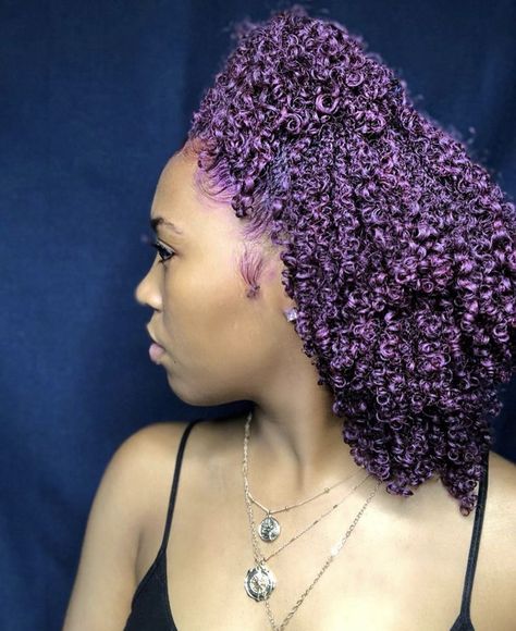 SheSoBoujiee 💕✨💖 Short Purple Curly Hair, Color On Black Women, Hair Color On Black Women, Purple Curly Hair, Purple Natural Hair, Purple Hair Color, Cute Natural Hairstyles, Purple Highlights, Dyed Natural Hair