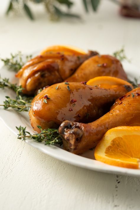 Orange Maple Chicken Drumsticks - Wendi's AIP Kitchen Orange Chicken Drumsticks, Glazed Chicken Drumsticks, Maple Glazed Chicken, Maple Chicken, Arrowroot Flour, Glazed Chicken, Maple Glaze, Chicken Drumsticks, Orange Chicken