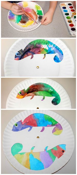 Paper plate color changing chameleon craft for kids! brilliant! Cameleon Art, Chameleon Craft, Rainforest Crafts, Plate Crafts For Kids, Jungle Crafts, Paper Plate Crafts For Kids, Art Project For Kids, Project For Kids, Paper Plate Crafts