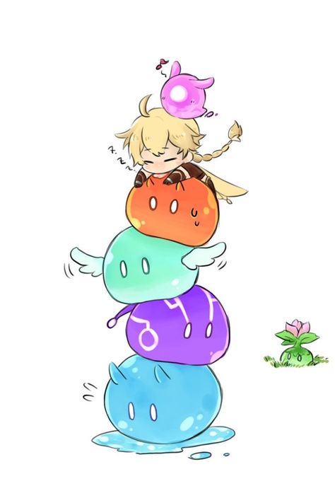 Genshin Slimes Cute, Genshin Impact Slimes, Izu, Pencil Art Drawings, Cute Little Drawings, Anime Sketch, Art Reference Photos, Anime Chibi, Anime Style