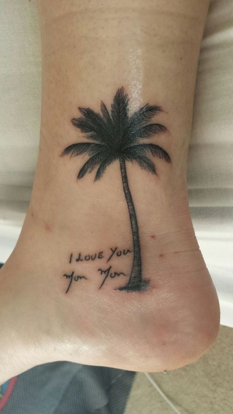 Best Palm tree tattoos for women - Inspired Beauty Palm Tree Tattoos, Tree Tattoo Ankle, Palm Tree Tattoo Ankle, Tree Tattoo Arm, Tree Tattoo Back, Beach Tattoos, Tattoos Tiny, Tato Dengan Makna, Tato Jari