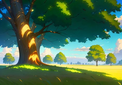 Landscape Practice, Gacha Backgrounds, Forest Drawing, Grassy Field, Landscape Sketch, Single Tree, Picnic Spot, Green Screen Video Backgrounds, School Garden