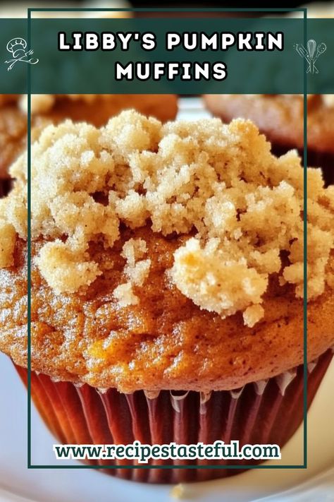 Libby's Pumpkin Muffins feature a delightful crumble topping, perfect for breakfast or dessert. Whether you prefer regular-sized or mini muffins, this recipe delivers a moist, spiced treat with a sweet, crunchy topping. Libbys Pumpkin Muffins, Muffins With Crumble Topping, Fresh Pumpkin Recipes, Pumpkin Muffins Recipe, Pumpkin Muffin Recipes, Filled Muffins, Crumble Topping, Pumpkin Muffins, Baked Pumpkin