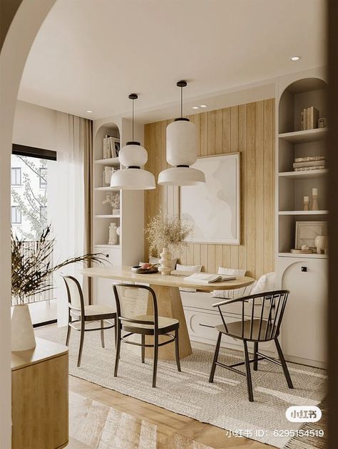 Dining Table Feature Wall, Dining Table Next To Kitchen Island, Dining With Storage, Vegetable Storage Ideas, Collage Pictures Aesthetic, Wall Collage Pictures Aesthetic, Loft Design Ideas, Wall Collage Pictures, Small Loft Apartment