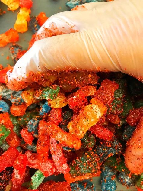 Spicy Mexican Candy, Chamoy Candy, Fruit Tables, Champagne Gummy Bears, Spicy Candy, Candy Room, Mexican Treats, Gummi Bears, Gummies Recipe