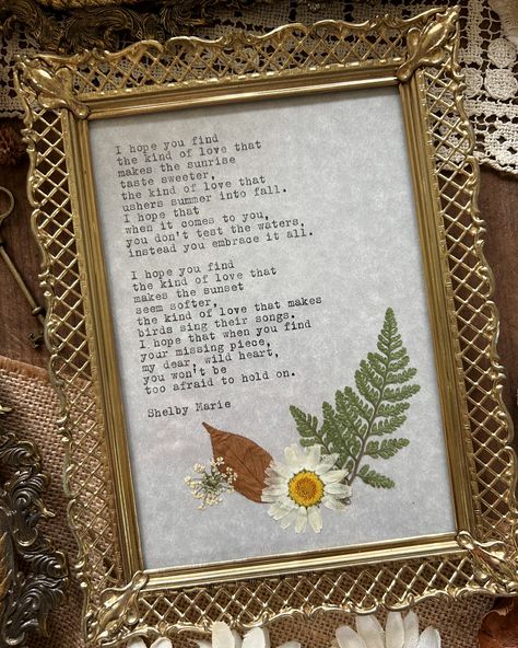 Which framed poem is your favourite? Find these framed poems, typewriter poems, signed copies of both of my poetry books, and poetry prints on my online shop 🥰 Each framed poem is one of a kind, hand typed on my antique Underwood typewriter from 1911, and made with so much love and magic 🕯️🍂 Check out my website to see the full collection! #framedpoetry #poetic #poetryloving #poems #ａｅｓｔｈｅｔｉｃ #explore #poetryreels #poetryquotes #quotesaboutlife #poetrylovers #poetrycommunity #writersofins... Poem Wall Art, Typewriter Poems, Framed Poetry, Poems Aesthetic, Poetry Prints, Erasure Poetry, Art With Words, Underwood Typewriter, Magic Check