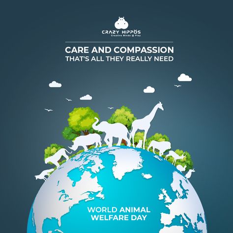 The greatest privilege that humans have is the fact that they can share the Mother earth with other creatures of nature. Bring care and compassion in your attitude towards animals and transform the world with goodness. 𝐂𝐞𝐥𝐞𝐛𝐫𝐚𝐭𝐢𝐧𝐠 𝐚 𝐭𝐡𝐨𝐮𝐠𝐡𝐭𝐟𝐮𝐥 𝐖𝐨𝐫𝐥𝐝 𝐀𝐧𝐢𝐦𝐚𝐥 𝐖𝐞𝐥𝐟𝐚𝐫𝐞 𝐃𝐚𝐲! #crazyhippos #Animal #AnimalWelfare #AnimalWelfareDay #AnimalWelfareDay2019 World Animal Welfare Day Poster, Animal Welfare Poster, Animal Welfare And Rights, World Animal Welfare Day, Compost Machine, Sports Day Poster, World Animal Day, Animal Day, World Emoji Day