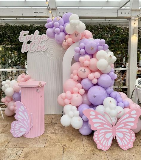 Butterfly Birthday Party Decorations Backdrop, Seventh Birthday, Kids Party Decor, Pink Purple Wedding, Wedding Anniversary Party Decorations, Baby Shower Garland, Butterfly Balloons, Girls Birthday Party Decorations, Anniversary Party Decorations