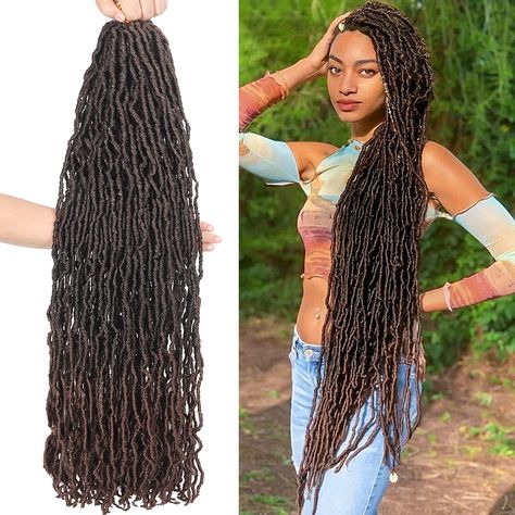 PRICES MAY VARY. 【Package Details】: 6packs 36inch New Faux locs crochet braid 14strands/pack, Weight:113g, Total 84stands with free gifts, 6pack Can Make a Very Full Head. 【Quality Material】:100% High Quality Kanekalon Low Temperature Flame-Retardant Fiber New Faux Locs Crochet Braid, Light&Weight ,Soft & Fluffy,Natural &Comfortable,No Smell,Not Easy To Separate, Hold Long Time. 【Hot Style】: Popular 36inch Ombre New Faux Locs Crochet Hair, Extended Super Long Locs ,a Must Have Messy Nu Soft Locs Long Goddess Locs, Goddess Locs Crochet, Bohemian Locs, Faux Locs Crochet, Afro Twist, Locs Crochet, Goddess Locs, Crochet Braid, Curly Waves