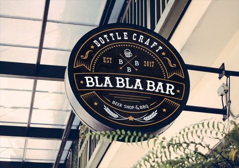 Brand logo for "Bla Bla bar" craft beer shop and bbq in Thailand Beer Shop Design, Beer Exhibition, Beer Bar Design, Beer Logo Design, Pub Logo, Craft Beer Shop, Craft Beer Brands, Juice Bar Design, Beer Label Design