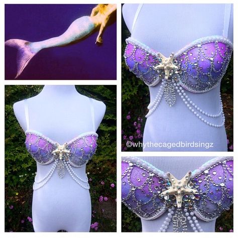 seagypsy couture [formerly whythecagedbirdsingz] - costume design | ravewear… Mermaid Shifting, Mermaid Bras, Mermaid Suit, Silicone Mermaid Tails, Mermaid Bra, Curly Fro, Fairy Outfit, Burlesque Costumes, Edc Outfits