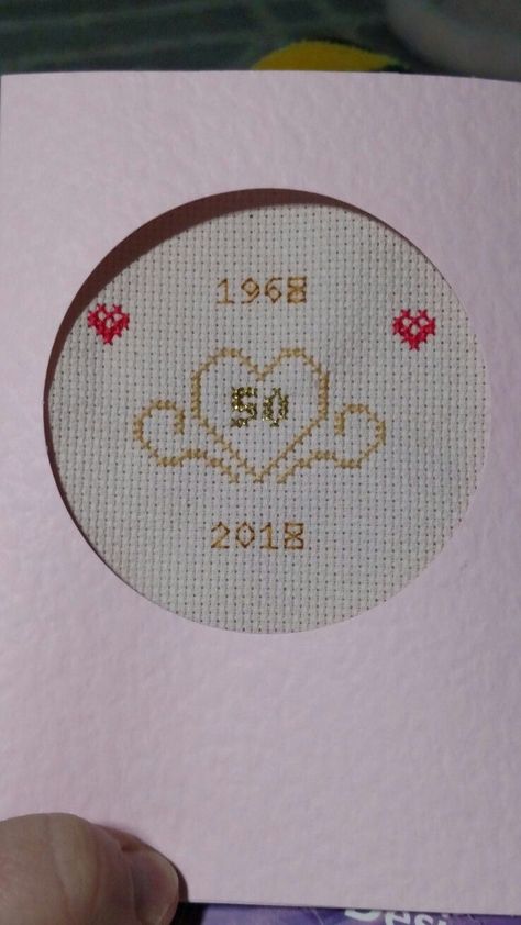 50th Anniversary Card, 50th Anniversary Cards, 50 Anniversary, Stitch Cards, Wedding Cross Stitch, 50 Years Anniversary, Golden Wedding, Cross Stitch Cards, 50th Wedding Anniversary