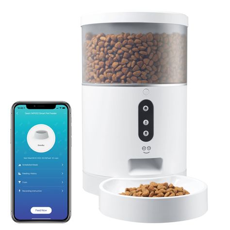 Geeni Smart Feeder, 4 Liter Automatic Pet Dog and Cat Feeder, Wi-Fi Control Compatible with Alexa and Google Home Automatic Cat Feeder, Pet Camera, Food Dispenser, Cat Feeder, Feeding Time, Pet Feeder, Time To Eat, Food Fresh, Cat Pet