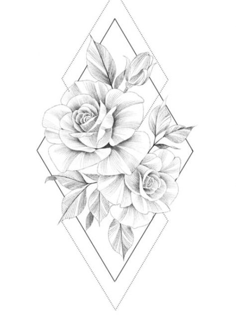 Organische und Geometrische Formen #tattoosforwomen #tattooideas Geometric Flower Tattoo, Delicate Flower Tattoo, Tattoos Flowers, Vintage Flower Tattoo, Flowers Tattoos, Simple Flower Tattoo, Nature Ideas, Illustration Tattoo, Small Flower Tattoos