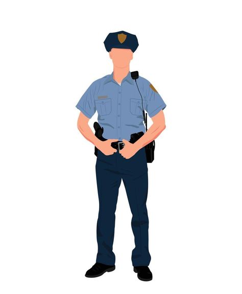 Police Officer Illustration, Male Police Officer, Policeman, Flat Vector, Police Officer, For Free, Collage, Pins, Quick Saves