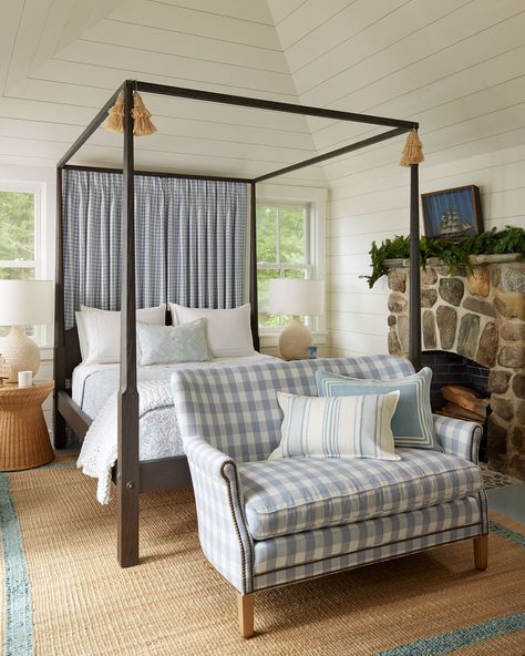 Serena & Lily - It's the last day to shop the Fall Design... Canopy Bed With Curtains, Serena And Lily Bedroom, Bed With Curtains, Lily Poster, Linen Stripes, Four Poster Bed, Beds And Headboards, Four Poster, Poster Bed