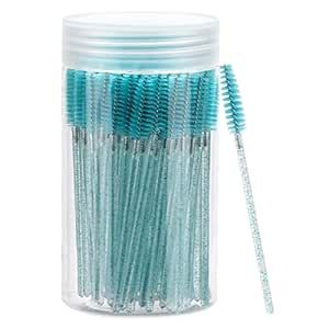 100 Pcs Disposable Mascara Wands, Crystal Eyebrow Spoolies Brush for Eyelash Extensions, Lash Brushes with Container (Blue) Super Long Lashes, Lash Brush, Disposable Mascara Wands, Mascara Application, Diy Eyelash Extensions, Mascara Brush, Eyelashes Mascara, Eyelash Brush, Mascara Wands