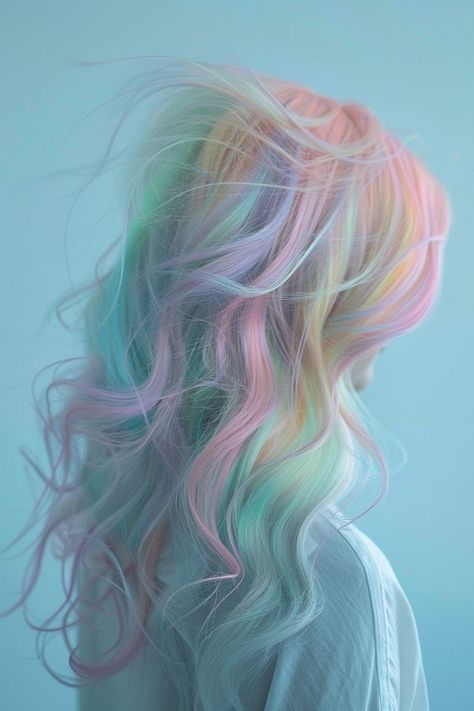 Pastel Rainbow Blonde Hair, Opal Hair Color, Easy Braid Tutorial, Pastel Color Hair, Prism Hair, Braid Simple, Iridescent Hair, Faux Braid, Hair Workout