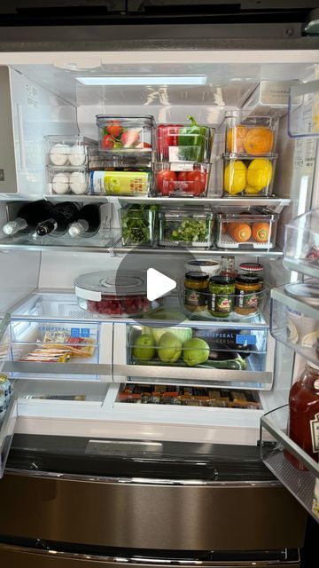 Emilie Lafortune | Le Gout de Ca on Instagram: "“Just upgraded my fridge! 🥳 So excited to organize everything, every item in its place. It makes all the difference! 🙌 #HomeUpgrade #Organization #FridgeGoals”" Organize Fridge Drawers, Subzero Fridge Organization, Lg Refrigerator Organization, Refrigerator Organization Aesthetic, Ge Cafe Fridge Organization, How To Organize Refrigerator, How To Organize Your Fridge, How To Organize Your Refrigerator, Fridge Organization Side By Side