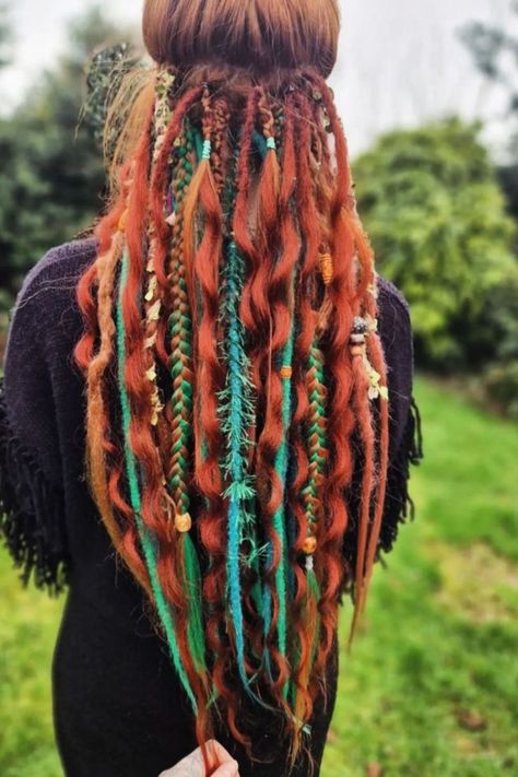 Red Copper Curls With Braids And Beads Braids Copper, Curls With Braids, Beaded Hairstyles, Beads In Hair, Copper Curls, Braids And Beads, Braids With Beads, Red Copper, Boho Braids