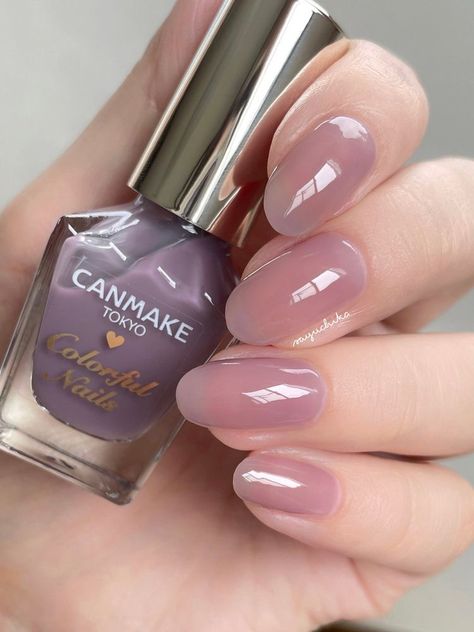 Can Make Nail Polish, Canmake Tokyo Nail Polish, Korean Nail Polish, Syrup Nails, Pretty Nail Polish Colors, Sheer Nails, Hello Nails, Blush Nails, Pretty Gel Nails