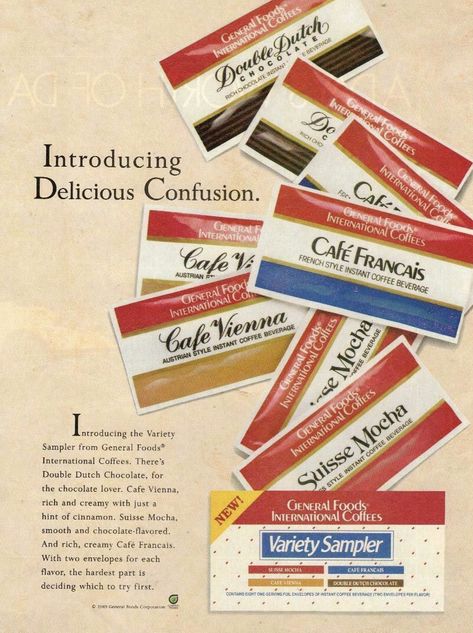 General Foods International Coffee, Vintage Chocolate Ads, Vintage Folgers Coffee Ads, 1970s Food Ads, Maxwell House Coffee, Maxwell House, International Coffee, Instant Coffee, Mini Books