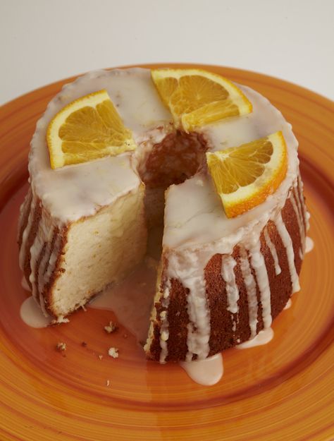 Leftover egg whites? Try this heavenly Orange Angel-Food Cake with Citrus Glaze, bursting with citrus flavors in a spongey, light and airy bundt cake. Glaze For Angel Food Cake, Orange Angel Food Cake, Orange Chiffon Cake Recipe, Fruit Glaze, Citrus Glaze, Orange Chiffon Cake, Passover Desserts, Basic Cookies, Dairy Desserts