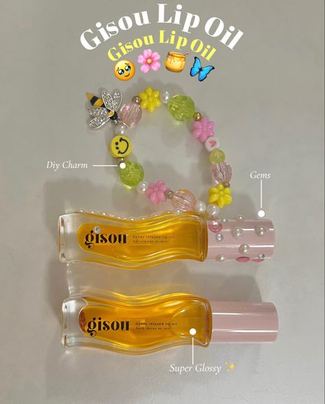 Yellow Lip Gloss, Gisou Lip Oil Charm, Dior Lip Gloss Aesthetic, Lip Oil Packaging, Lip Gloss Design, Smell Like Honey, Honey Lip Gloss, Gisou Lip Oil, Honey Aesthetic