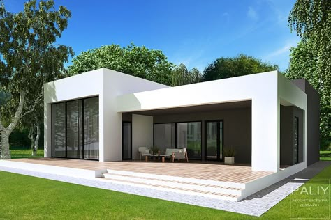 Search Images | Photos, videos, logos, illustrations and branding on Behance Flat Roof House, A Modern House, Modern Small House Design, Small House Design Exterior, Casa Country, Modern Bungalow House, Building House Plans Designs, Building Plans House, Modern House Facades