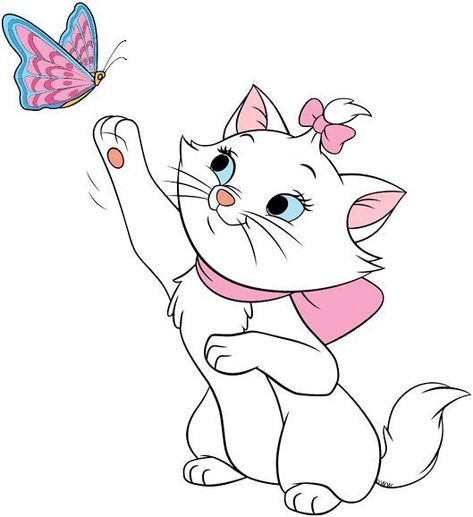 Marie Disney, The Aristocats, Cat Coloring, Cat Coloring Page, A Butterfly, Coloring Page, Kitty, Disney, Drawings