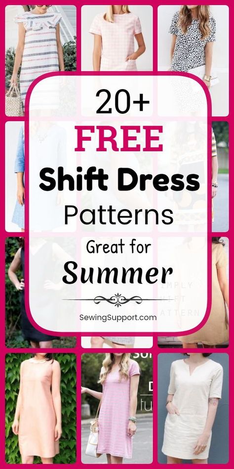 Free Shift Dress Patterns Shift Dress Patterns, 1000 Lifehacks, Dress Sewing Patterns Free, Dress Patterns Diy, Styles Dress, Shift Dress Pattern, Free Dress, Summer Dress Patterns, Dress Patterns Free