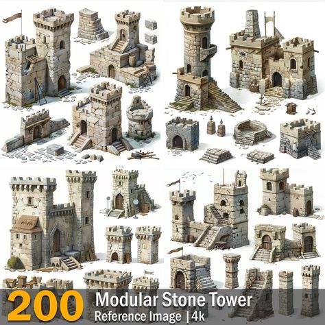 There is a Product link here you : https://www.artstation.com/a/39993747 If you feel like you're running out of inspiration for your design projects, browsing through reference images can be incredibly helpful. To that end, we've compiled a collection of 200 Modular Stone Tower reference photos that are tailored towards designers in the worlds of architect, game designer, environment designer, graphic designer, and 3d modeler and cg artist . . We hope you find them useful! Detail: 🔸 Format: JP South American House, Ancient Egyptian House, Tower Reference, Game Environment Concept Art, Half Timbered House, Egyptian House, Tiny Glade, Tiny Castle, Casa Fantasy